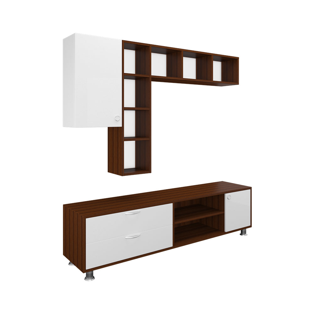 Basil TV Unit | 50 Inch TV | Walnut and Frosty White