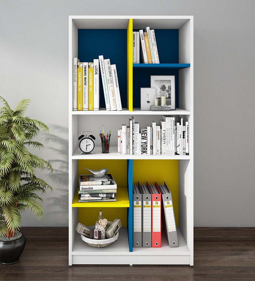Lapis Bookcase | Frosty White, Blue and Yellow
