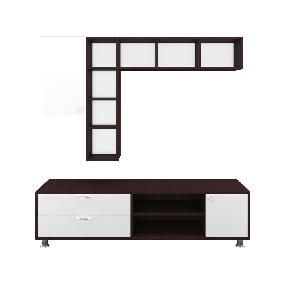 Basil TV Unit | 50 Inch TV | Wenge and Frosty White
