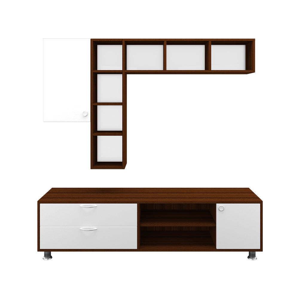 Basil TV Unit | 50 Inch TV | Walnut and Frosty White