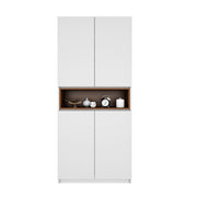 Natron Shoe Cabinet | Frosty White and Walnut