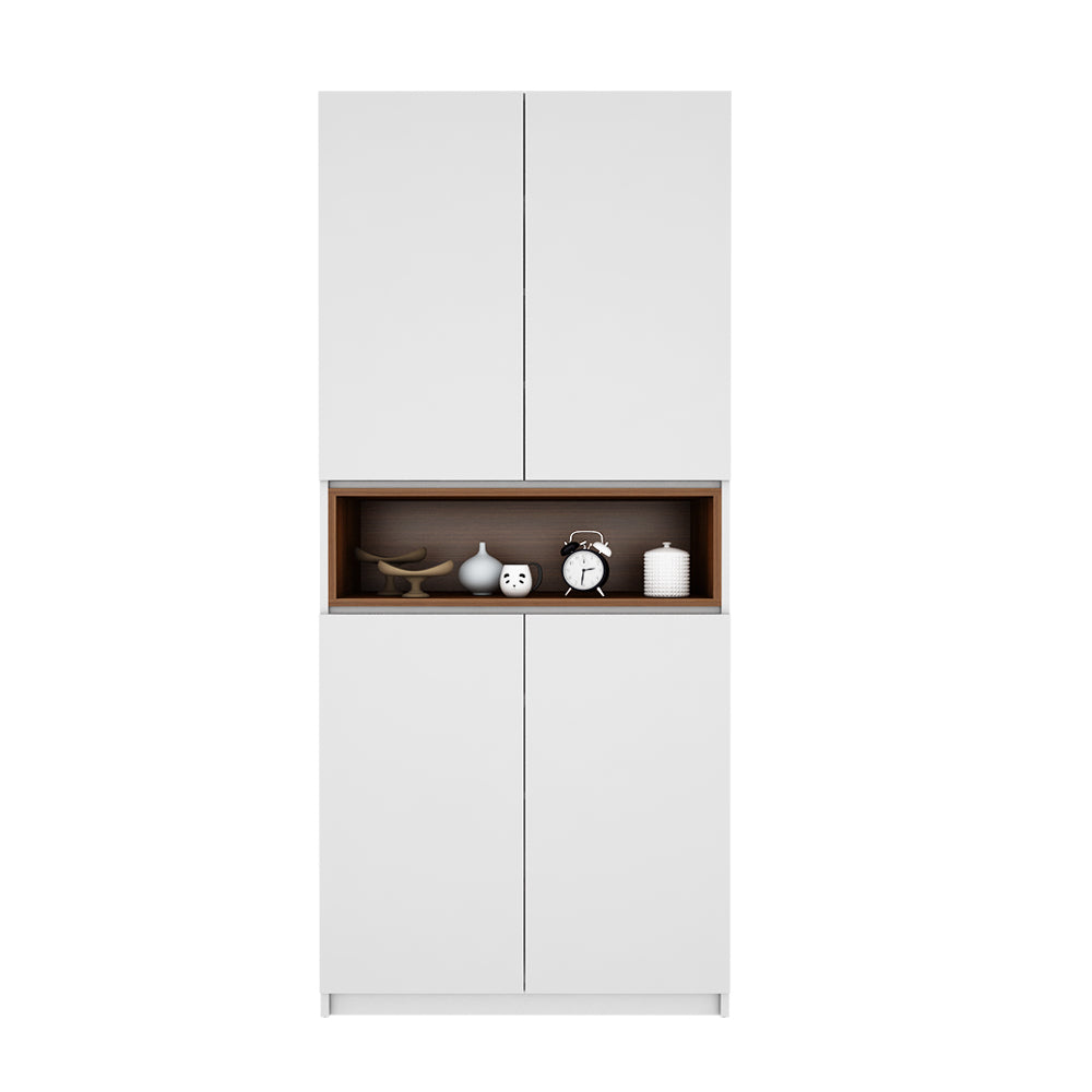 Natron Shoe Cabinet | Frosty White and Walnut