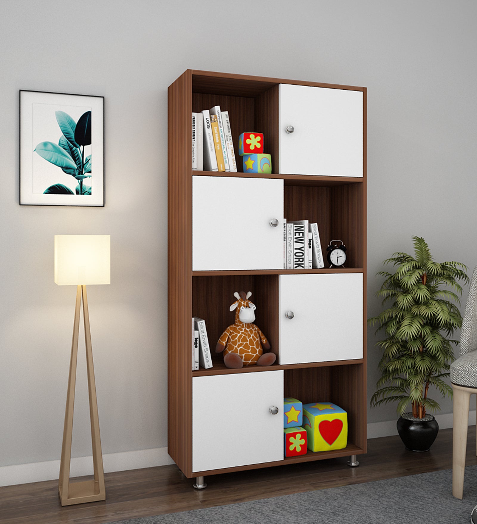 Calder Bookshelf | Walnut and Frosty White