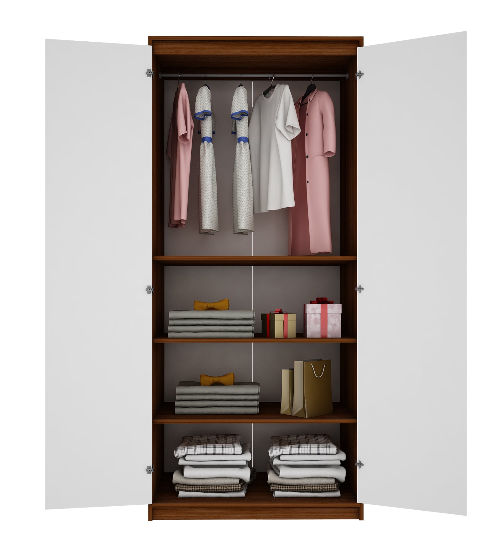 Cherry Two Door Wardrobe | Walnut and Frosty White