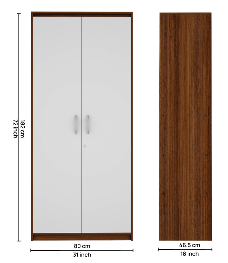 Cherry Two Door Wardrobe | Walnut and Frosty White