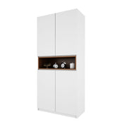 Natron Shoe Cabinet | Frosty White and Walnut