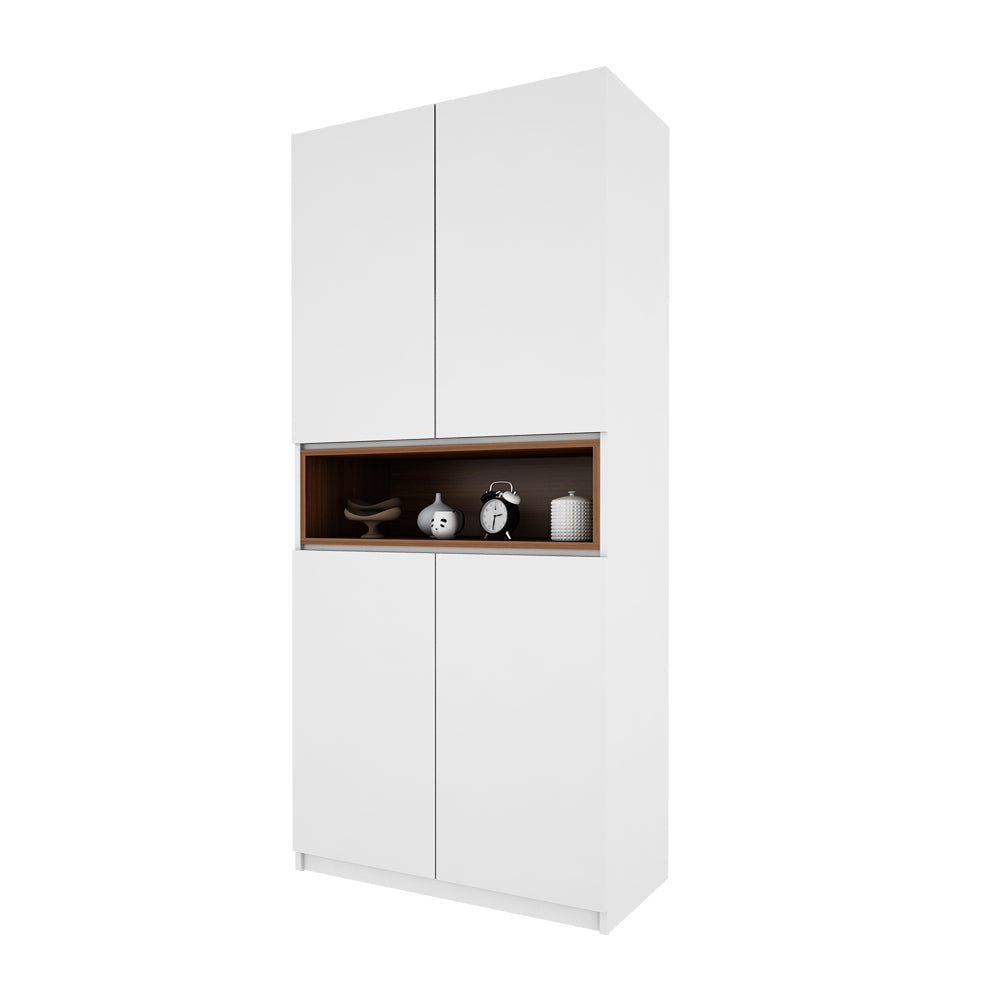 Natron Shoe Cabinet | Frosty White and Walnut