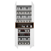 Natron Shoe Cabinet | Frosty White and Walnut