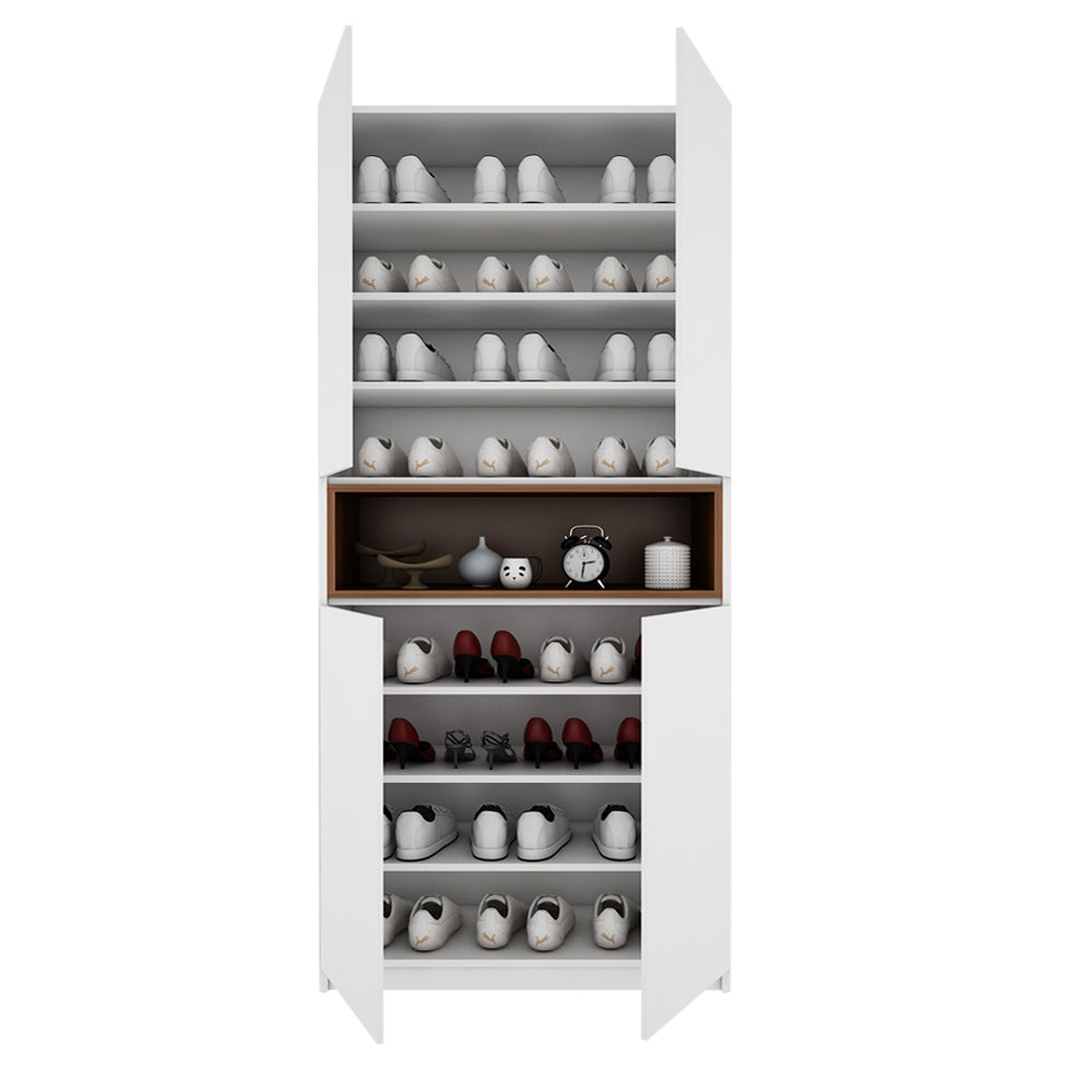 Natron Shoe Cabinet | Frosty White and Walnut