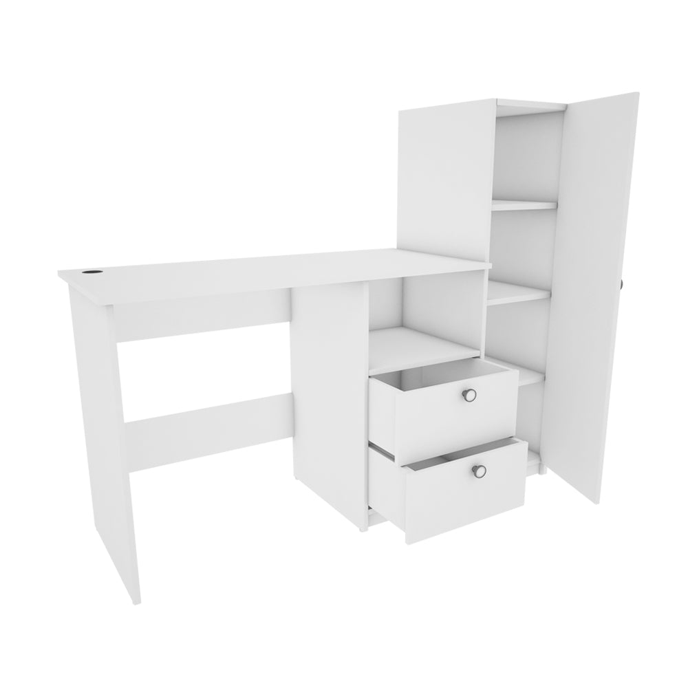 Derrick Home Office Table | Frosty White