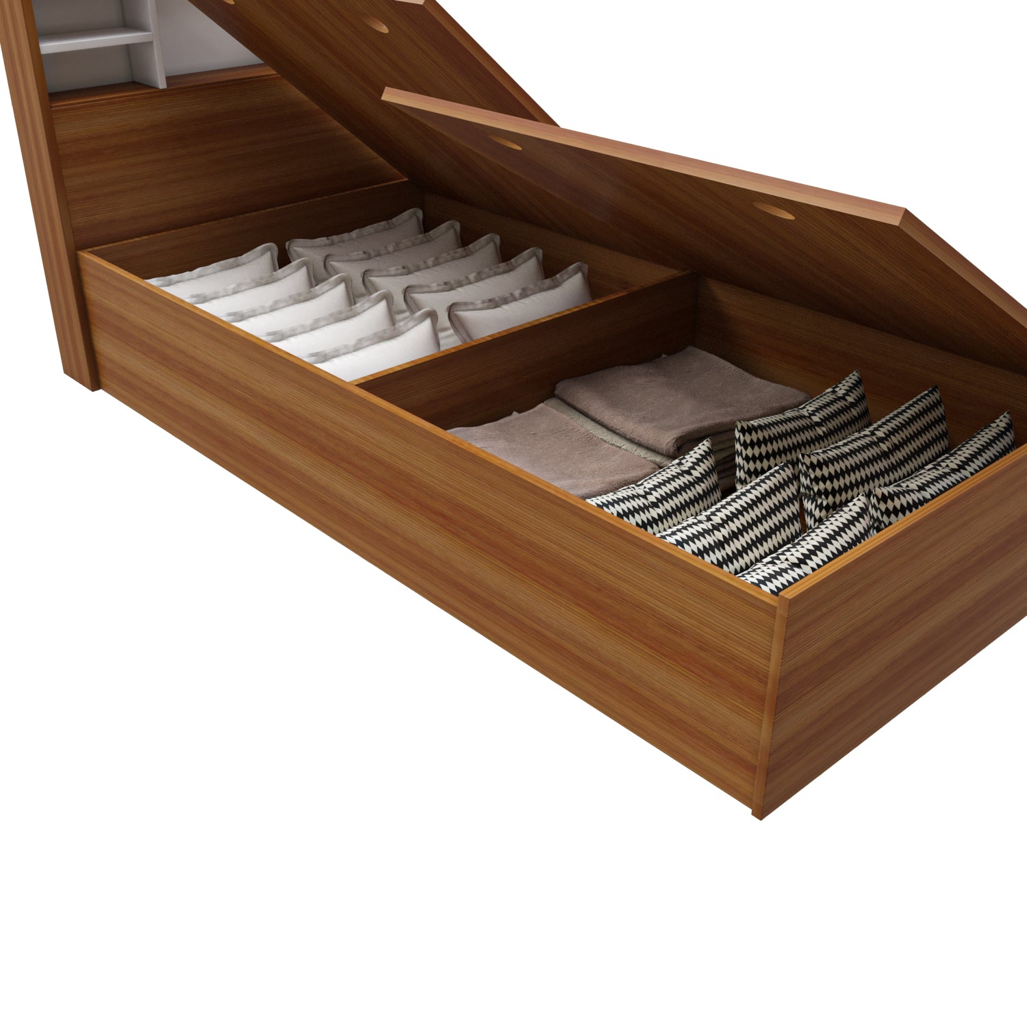 Zencozy Single Bed - Walnut & Frosty White