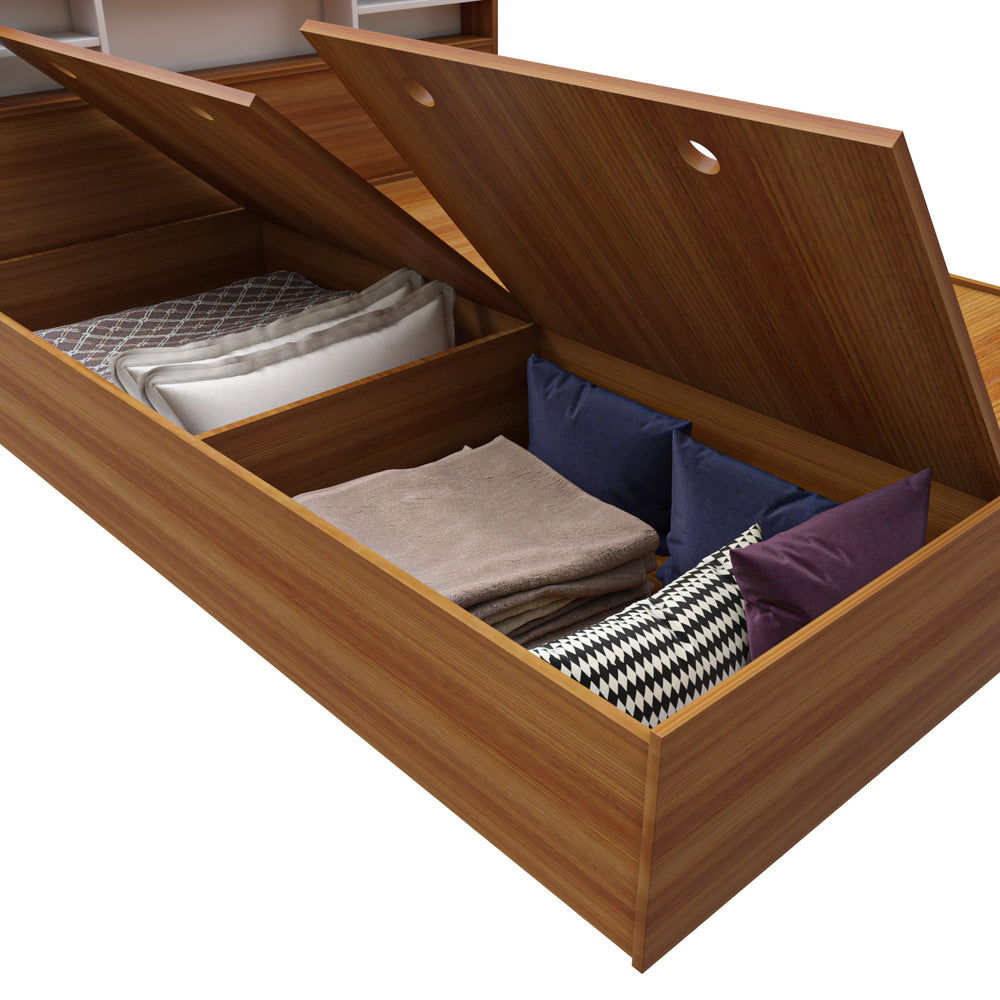 Zencozy Queen Bed - Walnut & White