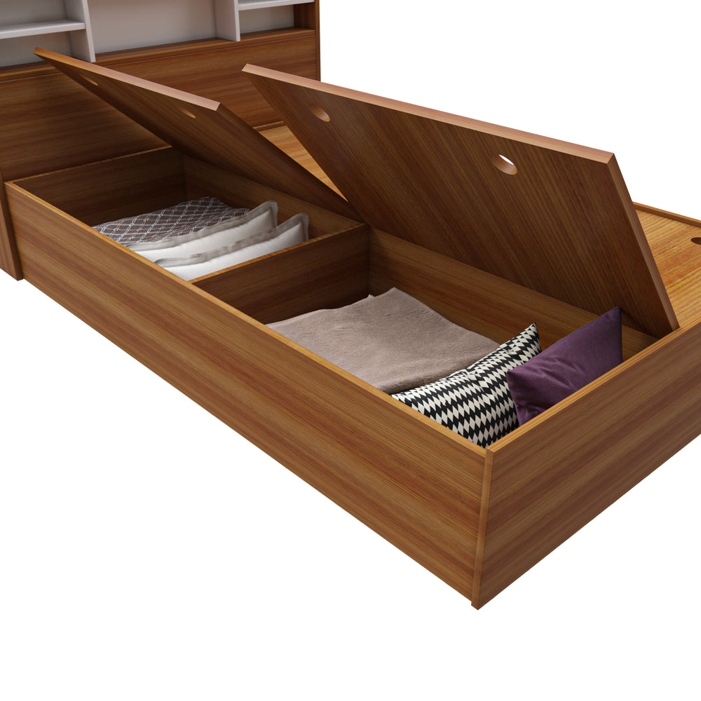 Zencozy Single Large Bed - Walnut & Frosty White