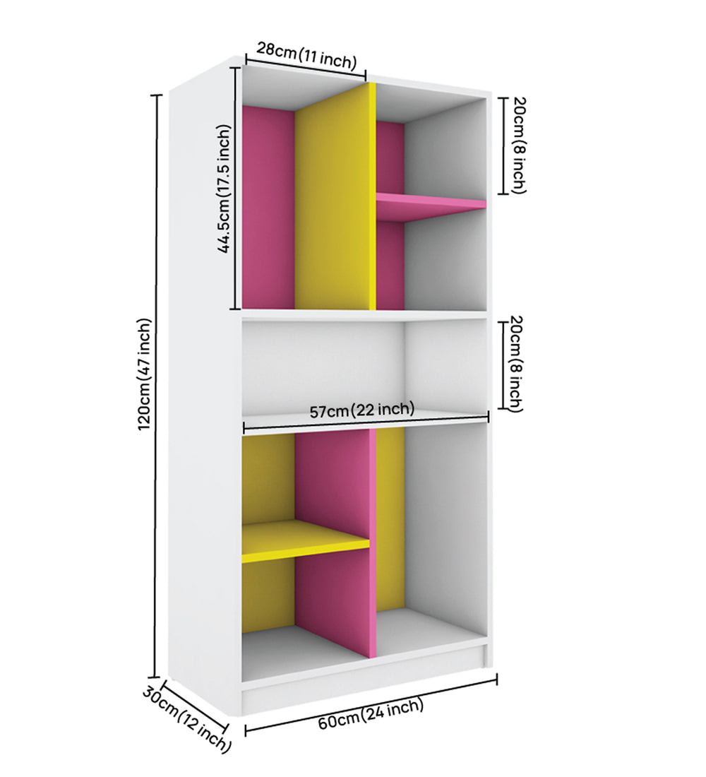Lapis Bookcase | Frosty White, Pink and Yellow