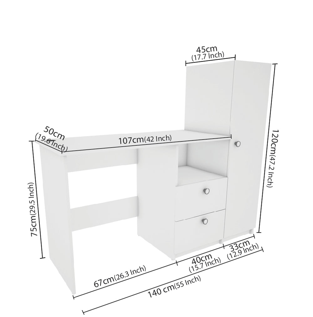 Derrick Home Office Table | Frosty White