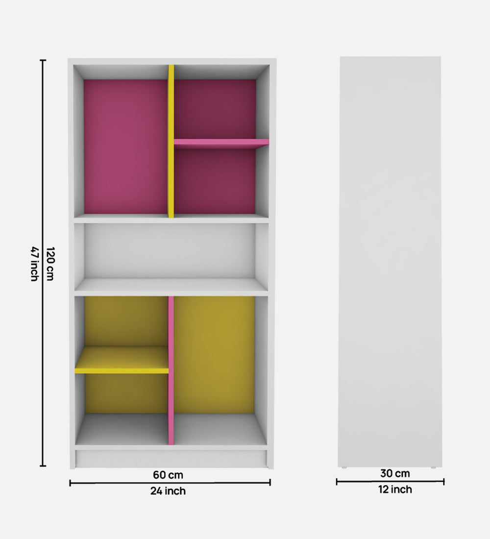 Lapis Bookcase | Frosty White, Pink and Yellow