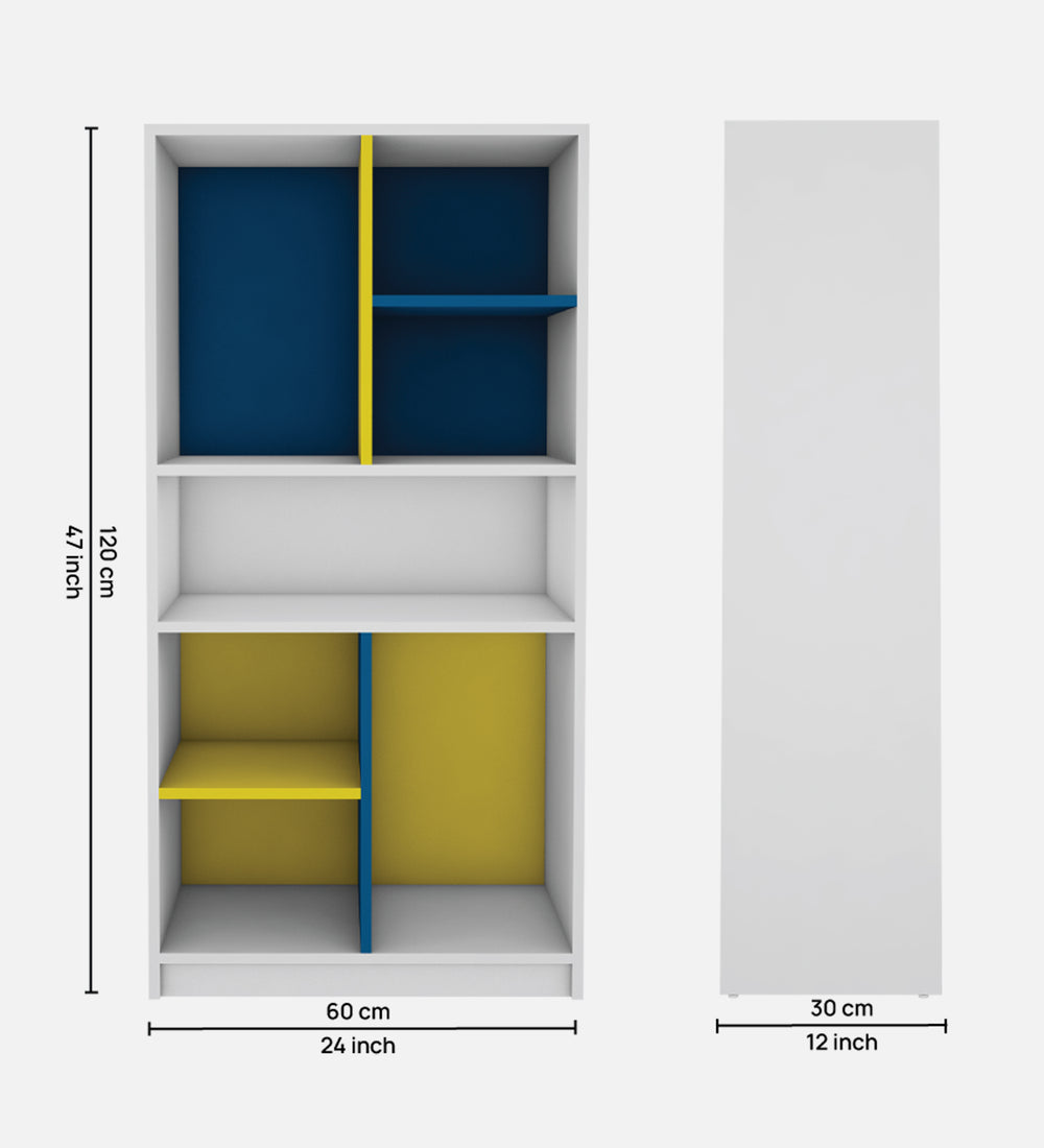 Lapis Bookcase | Frosty White, Blue and Yellow