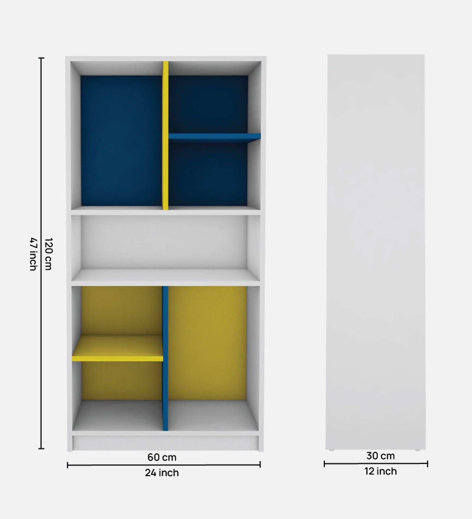 Lapis Bookcase | Frosty White, Blue and Yellow