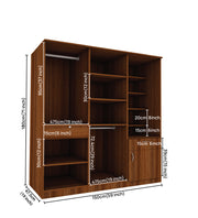 Barney Large Wardrobe cum Dresser | Walnut and Frosty White Without Mirror