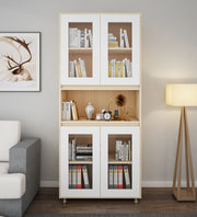 Mobley Display Bookcase | Beige Teak and Frosty White