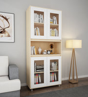 Mobley Display Bookcase | Beige Teak and Frosty White