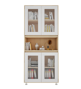 Mobley Display Bookcase - Beige Teak & Frosty White