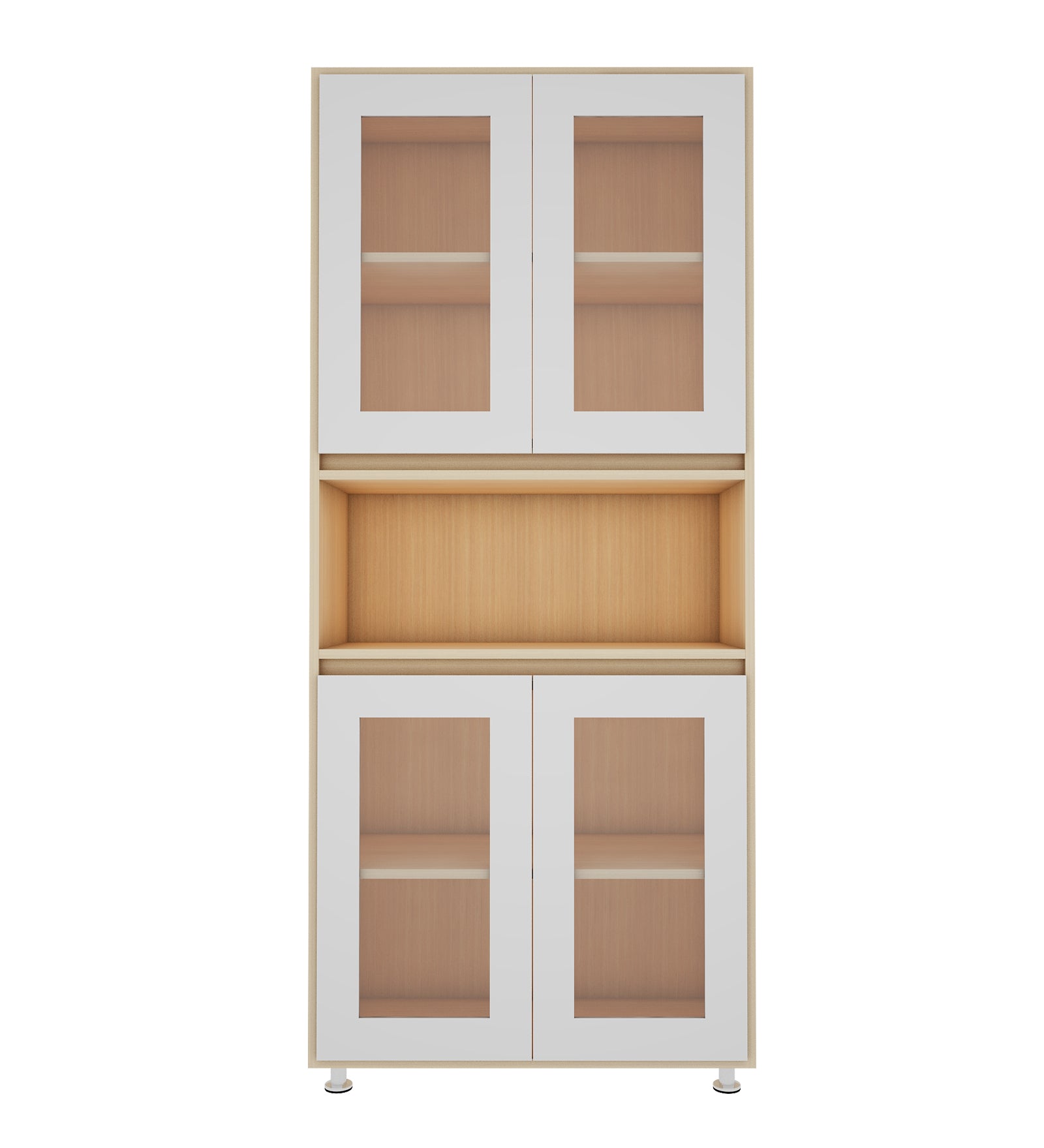 Mobley Display Bookcase | Beige Teak and Frosty White