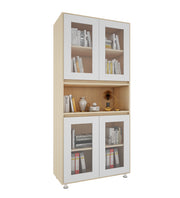 Mobley Display Bookcase | Beige Teak and Frosty White