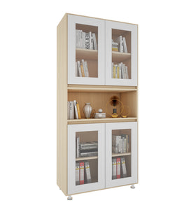 Mobley Display Bookcase - Beige Teak & Frosty White
