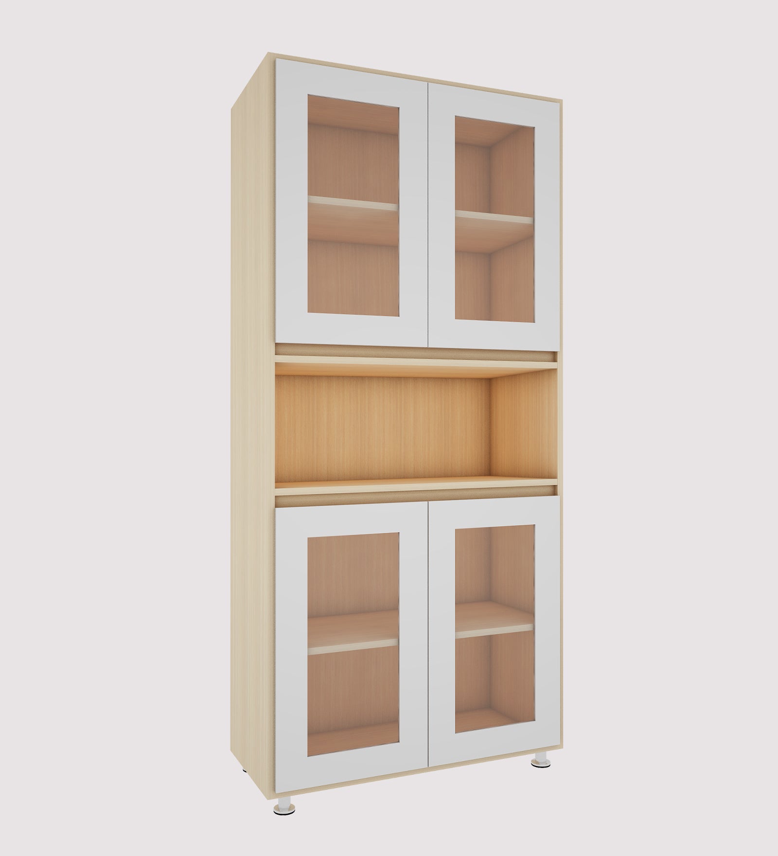 Mobley Display Bookcase | Beige Teak and Frosty White