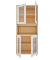 Mobley Display Bookcase | Beige Teak and Frosty White