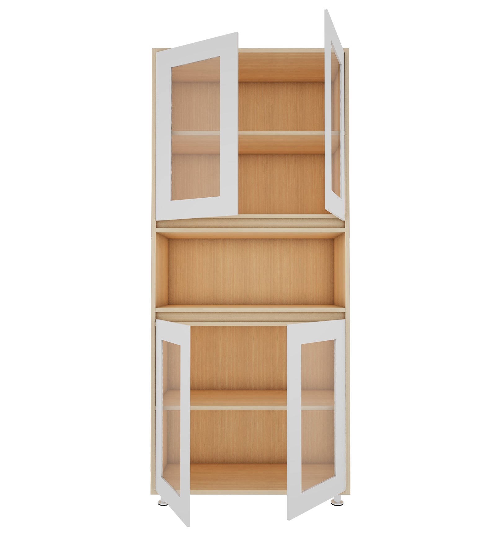 Mobley Display Bookcase | Beige Teak and Frosty White