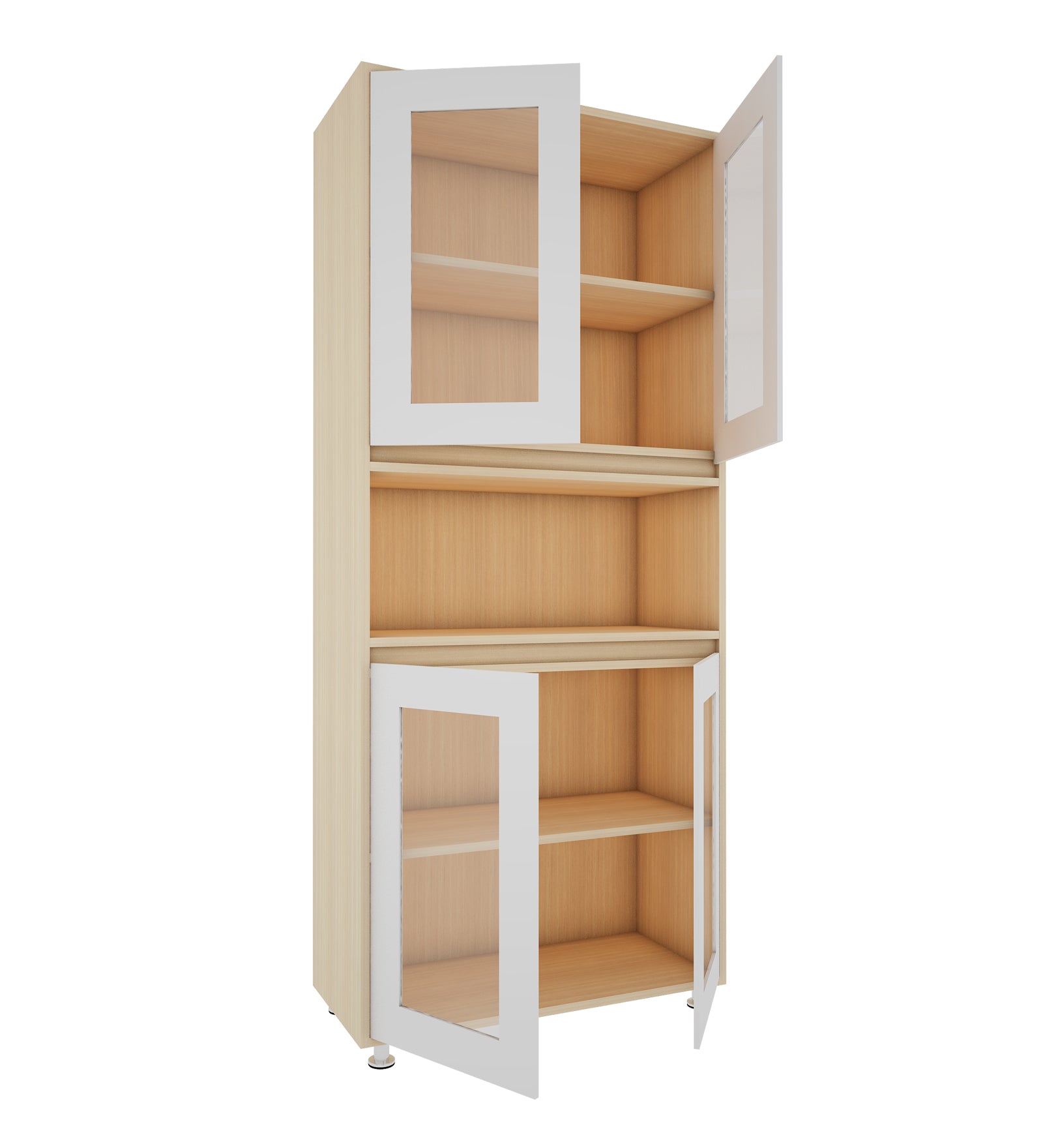 Mobley Display Bookcase | Beige Teak and Frosty White