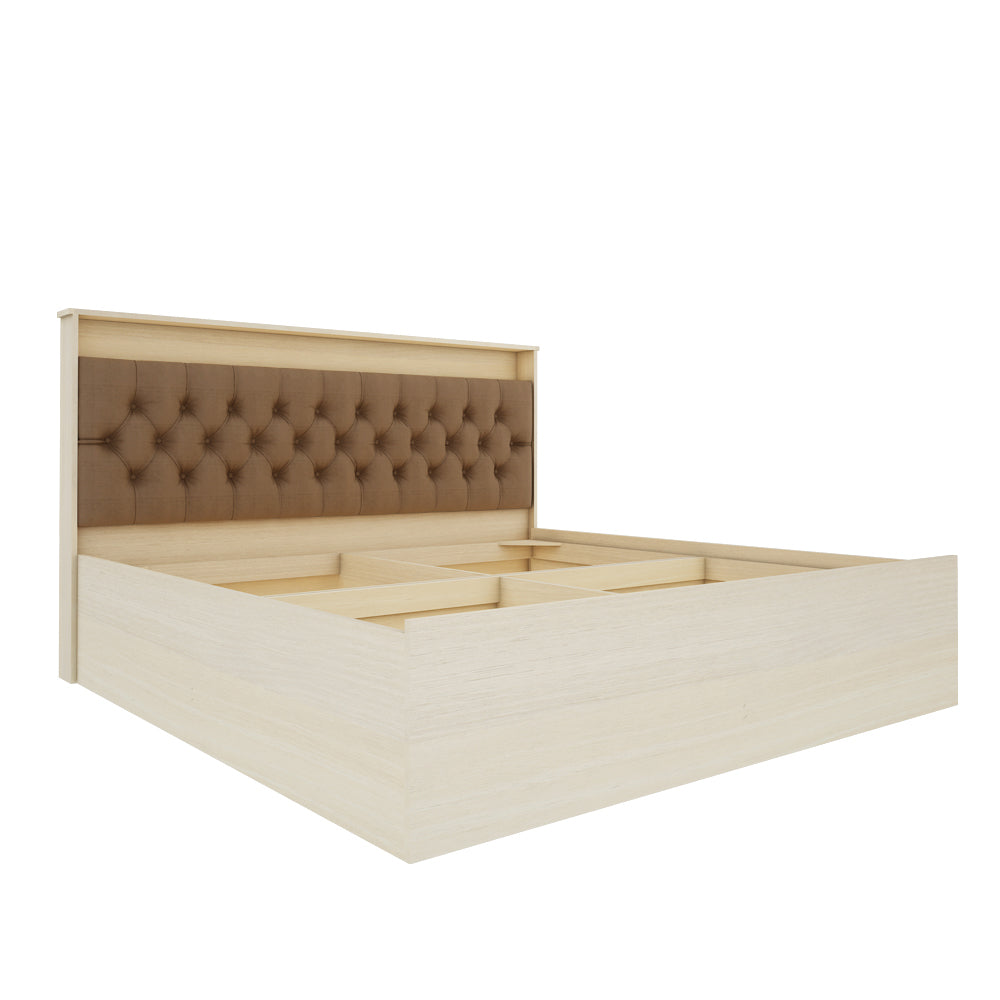 Ressley King Bed - Beige Teak & Brown