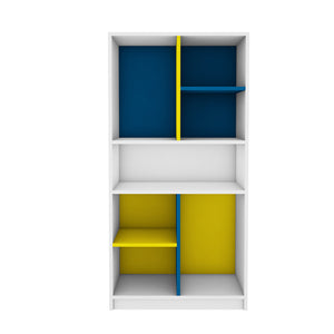 Lapis Bookcase - Frosty White, Blue & Yellow