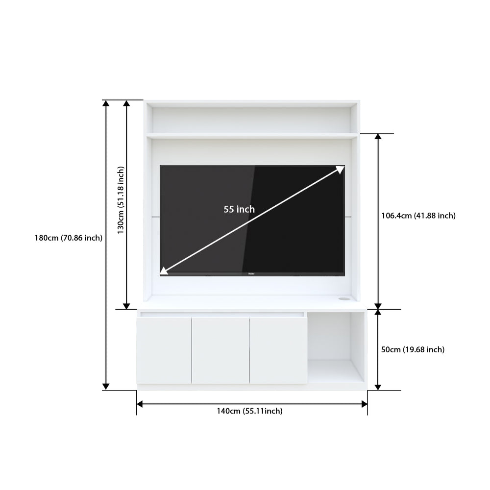 Edonia TV Unit |  Frosty White | 55 inches