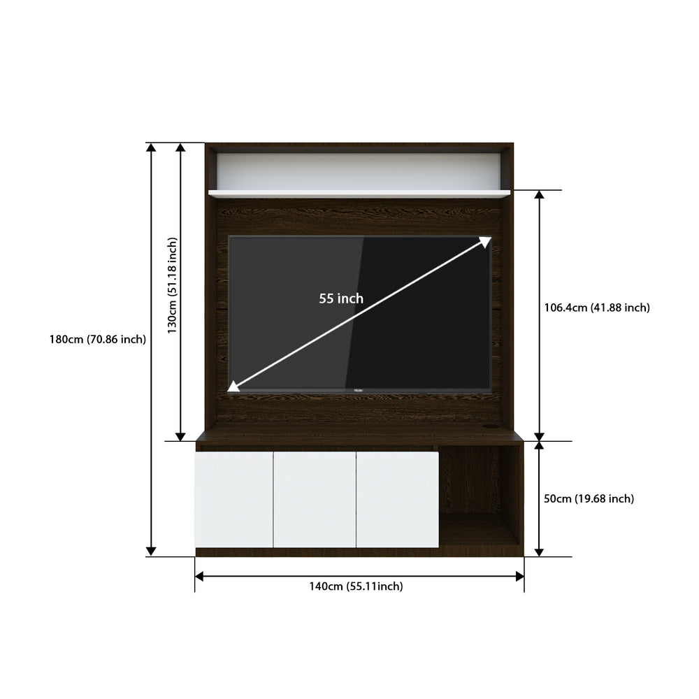 Edonia TV Unit | Wenge and Frosty White | 55 inches