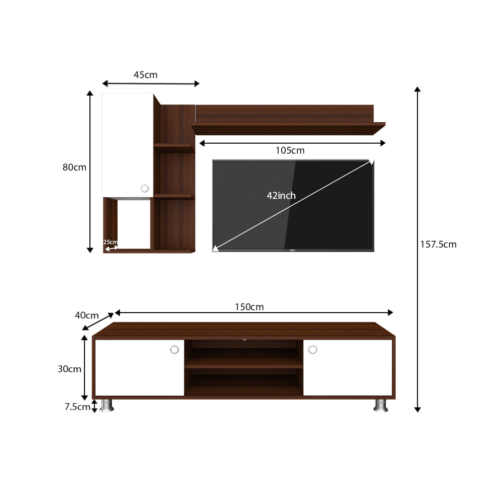 Cosmo TV Unit | 43 Inch TV | Walnut and Frosty White