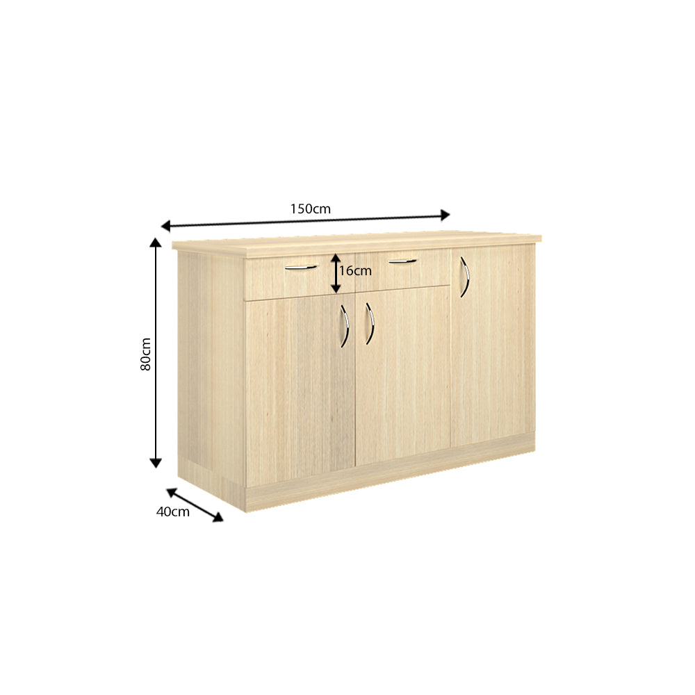 Oberon Side Crockery Unit | Beige Teak