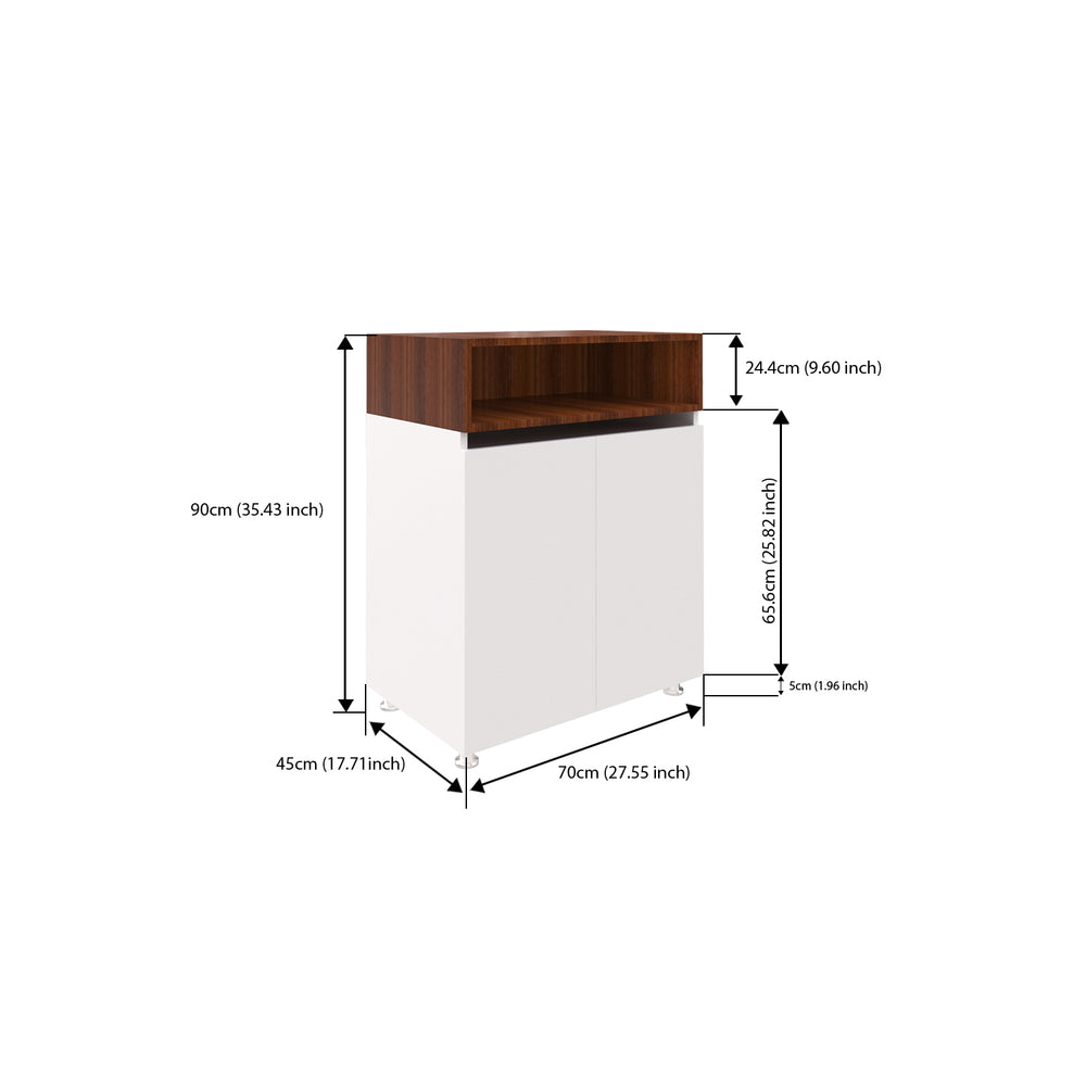 Microwave Unit | Small | Frosty White and Walnut