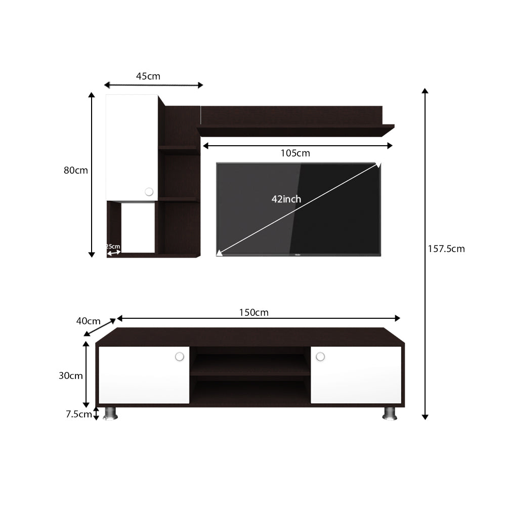 Cosmo TV Unit | 43 Inch TV | Wenge and Frosty White