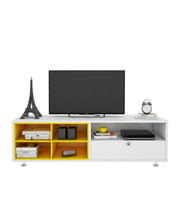 Imperial TV Unit | 65 Inch TV | Frosty White and Yellow