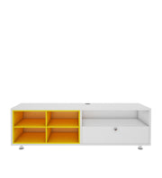Imperial TV Unit | 65 Inch TV | Frosty White and Yellow
