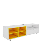 Imperial TV Unit | 65 Inch TV | Frosty White and Yellow