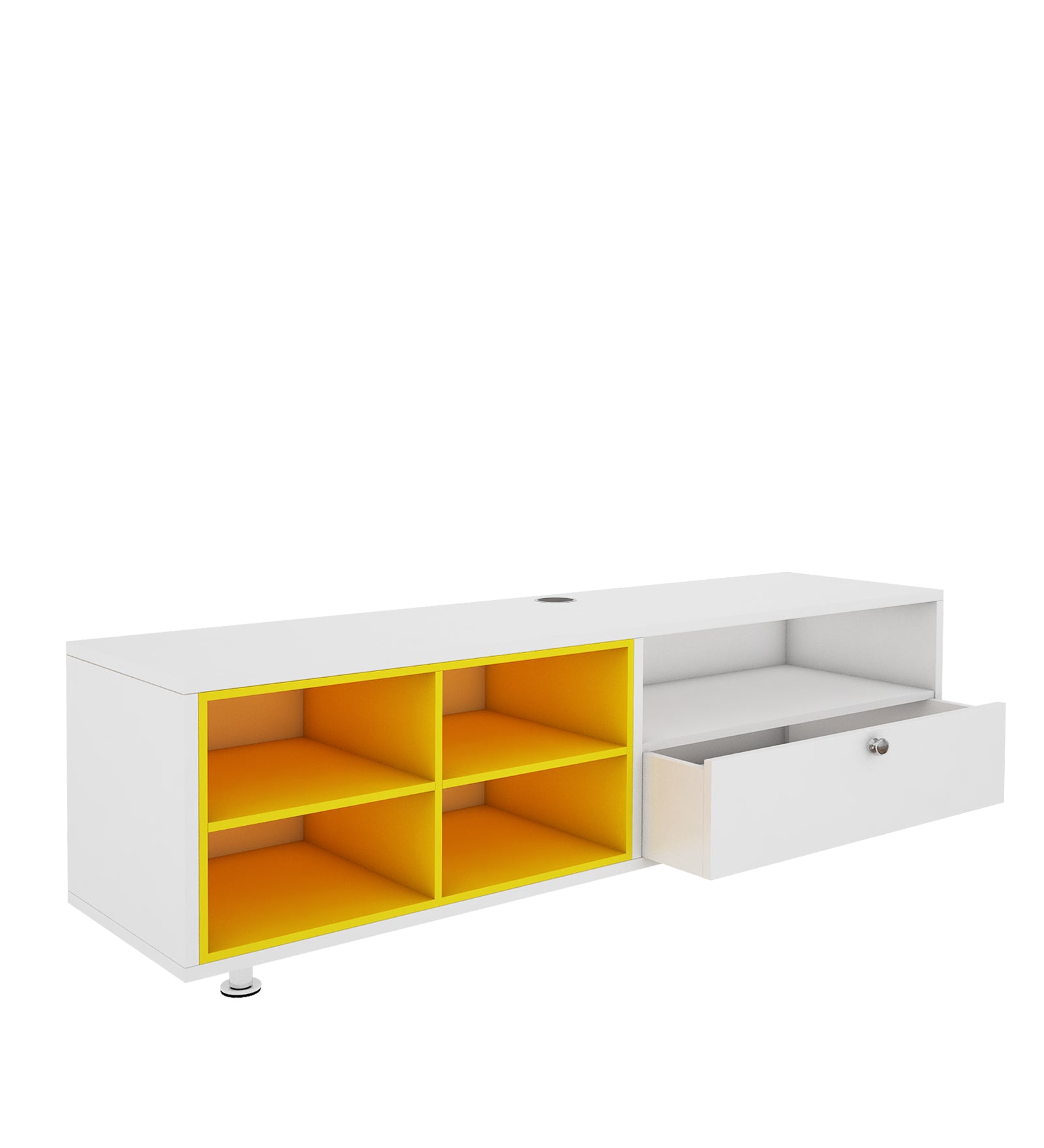 Imperial TV Unit | 65 Inch TV | Frosty White and Yellow