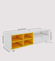Imperial TV Unit | 65 Inch TV | Frosty White and Yellow