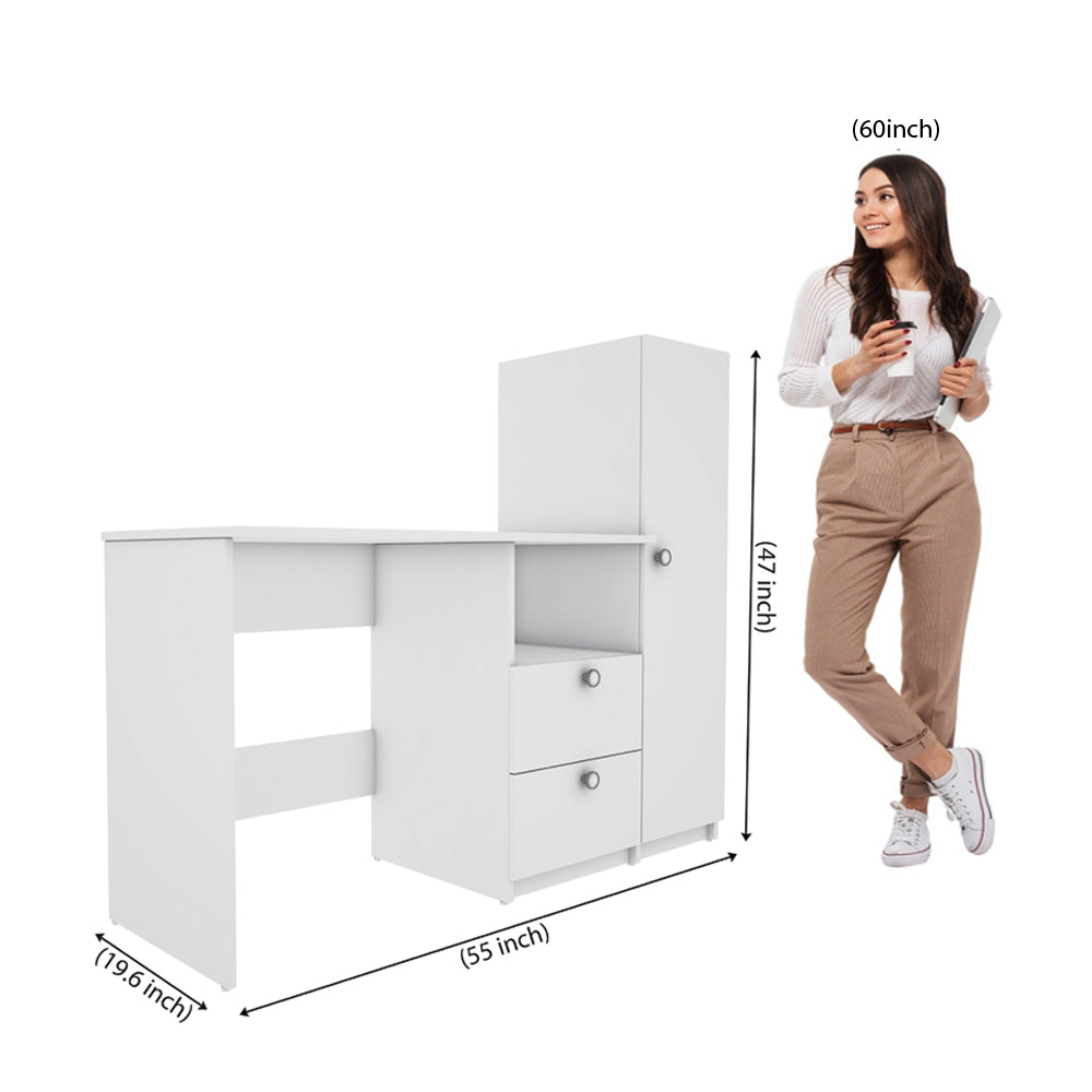 Derrick Home Office Table | Frosty White