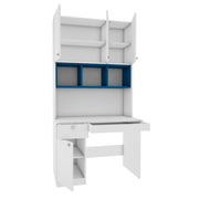 Fusion Study Table with O/H Storage | Frosty White and Blue