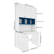 Fusion Study Table with O/H Storage | Frosty White and Blue