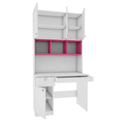 Fusion Study Table with O/H Storage | Frosty White and Pink